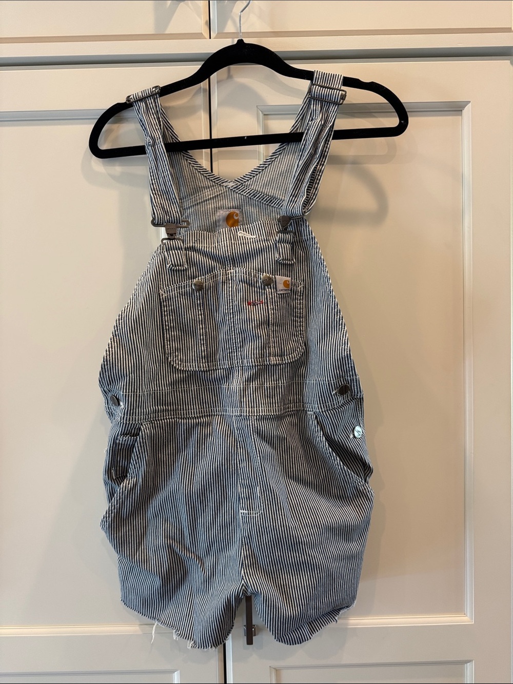 Carhartt Stripe Short Overalls - Blue/White